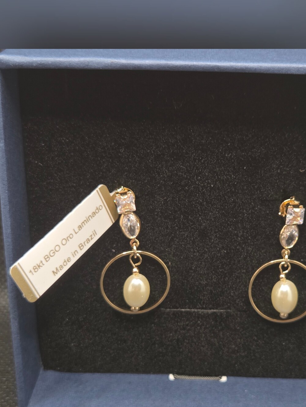 Gold Hoop Drop Pearl Earrings